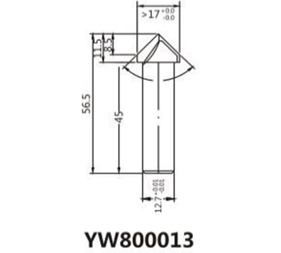 Фреза алмазная V-образная 90° dt22 D=17 мм, l=11.5 мм, L=56.5 мм, S=12х45 мм, RH Deltatools 06-3406