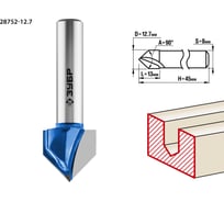 Пазовая галтельная V-образная фреза ЗУБР Профессионал 12.7х13 мм, угол 90° 28752-12.7