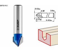Пазовая галтельная V-образная фреза ЗУБР Профессионал 9.5х9.5 мм, угол 90° 28752-9.5