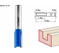 Пазовая прямая фреза ЗУБР Профессионал 10x19 мм, хвостовик 8 мм 28753-10-19 15929342