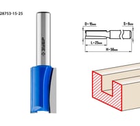 Пазовая прямая фреза ЗУБР Профессионал 15x25 мм, хвостовик 8 мм 28753-15-25 15929344