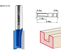 Пазовая прямая фреза ЗУБР Профессионал 12x19 мм, хвостовик 8 мм 28753-12-19