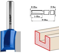 Пазовая прямая фреза ЗУБР Профессионал 22x22 мм, хвостовик 8 мм 28753-22-22