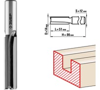 Пазовая прямая фреза ЗУБР Профессионал 14x51 мм 28780-14-51-12