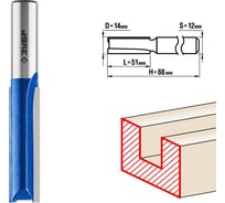 Пазовая прямая удлиненная фреза ЗУБР Профессионал 14х51 мм, хвостовик 12 мм 28754-14-51