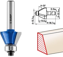 Кромочная калевочная фасочная фреза ЗУБР Профессионал №9, 22.2x13.2 мм 28711-22.2 15920335