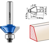 Кромочная калевочная фасочная фреза ЗУБР Профессионал №9, 25.4x8 мм 28711-25.4 15949367