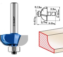 Кромочная калевочная фреза ЗУБР Профессионал №2, 28.6x11 мм, радиус 7.9 мм 28702-28.6