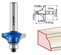 Кромочная калевочная фреза ЗУБР Профессионал №1, 25.4x10.5 мм, радиус 6.35 мм 28700-25.4