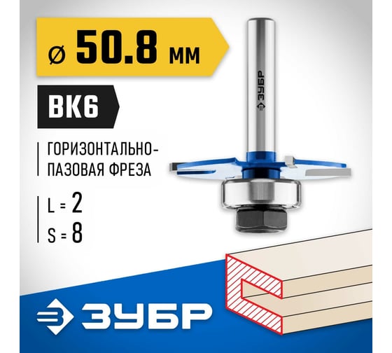 Горизонтально-пазовая фреза ЗУБР Профессионал 50.8x2 мм 28757-50.8-2