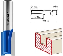 Пазовая прямая фреза ЗУБР Профессионал 14x19 мм, хвостовик 8 мм 28753-14-19 15965200