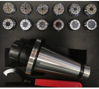 Патрон цанговый 7/24 №50 по DIN 2080 с набором цанг ER32 из 12 шт.: 3, 4, 5, 6, 8, 10, 12, 14, 15, 16, 18, 20 мм SOVIS 23330