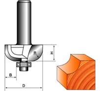 Фреза кромочная калевочная с нижним подшипником стф-1018 73x34 мм, R30 мм, хв-к 12 мм Strong стф-10180073