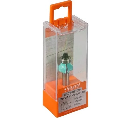 Фреза кромочная калевочная с подшипником 12.7 мм, DxHxL 19x10x54 мм, хв-к 8 мм Sturm RB09-081019