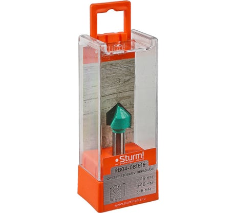 Фреза пазовая V-образная DxHxL 16x16x51 мм, хв-к 8 мм Sturm RB04-081616