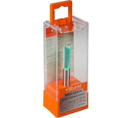 Фреза пазовая прямая с двойным лезвием DxHxL 10x25x62 мм, хв-к 8 мм Sturm RB02-082510