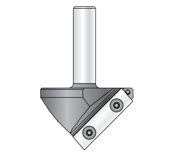 Фреза V паз сменные ножи (38.4x19х76.5 мм; Z1; 90 гр; хвостовик 12 мм) Dimar 1053619 1