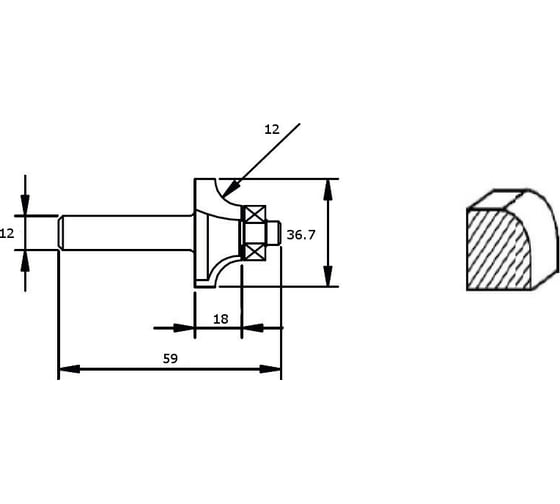 Фреза HM карнизная (12х18х59х36.7 мм) REDVERG 840471 6625671