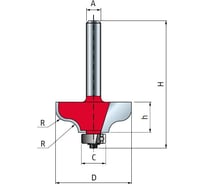 Фреза S-профиль с фаской (R 6.4 мм, 38.1х15.7 мм, хвостовик 8 мм) FREUD PRO 38-20408