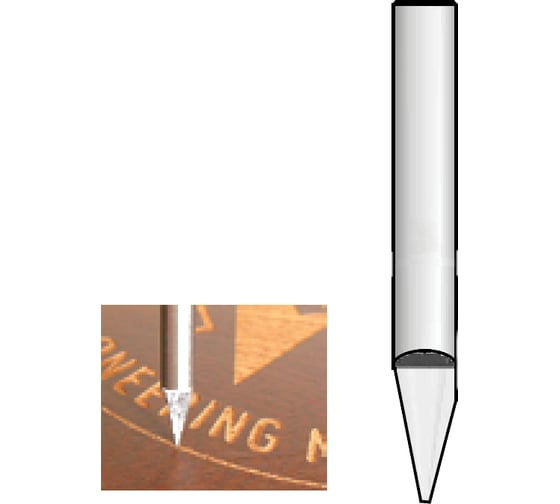 Фреза гравировальная 30 градусов пятка 1 мм (1х14х50 мм; хвостовик 6 мм) WPW SE30103 1