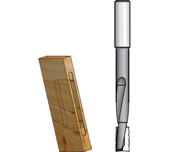 Фреза спиральная паз под замок (14х25х160 мм; Z2; хвостовик 16 мм) WPW DT14001