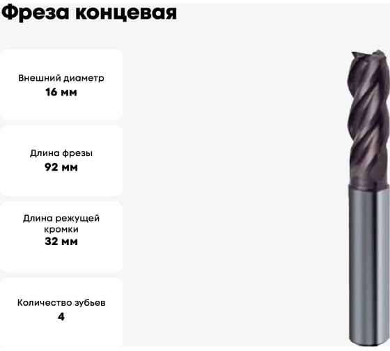 Фреза концевая Super Line RF100VA (16 мм; Z=4; f=0.5; тип N; HA; твердый сплав; TiAlN-nanoA) Guhring 5653 16,000
