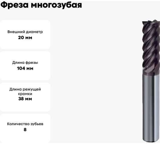 Фреза многозубая Super Line GH100U (20 мм; твердый сплав; тип NH; FIRE) Guhring 5745 20,000