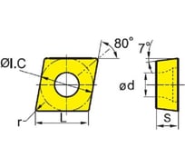 Пластина CCMT120404-hm YBC252, 10 шт ZCC-CT 00001208344