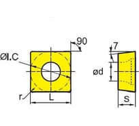 Пластина SCMT09t308-hm YBC252, 10 шт ZCC-CT 00001214892