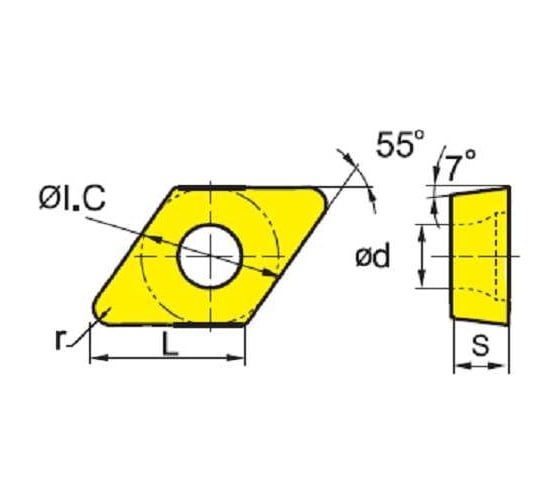 Пластина DCMT070202-ef YBG205, 10 шт ZCC-CT 00001209518 1