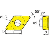 Пластина DCMT070208-em YBG205, 10 шт ZCC-CT 00001209570