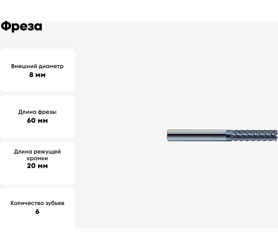 Фреза PM-6E-8.0 KMG405 ZCC-CT 00001213036