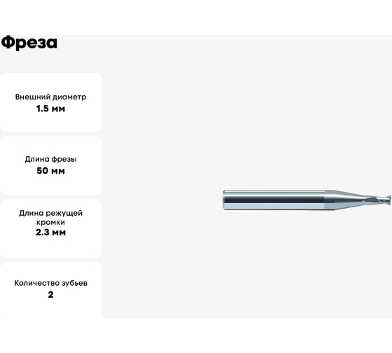 Фреза NM-2EP-D1.5-m08 KMG309 ZCC-CT 00001212511