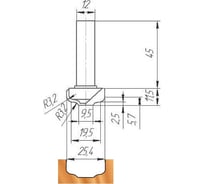Фреза 25.4х12х11.5х56.5 мм МебельДрев ФК 0754-12