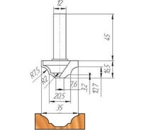 Фреза 35х12х16.5х61.5 мм МебельДрев ФК 0136-12