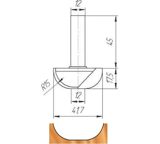 Фреза 41.7х12х17.5х62.5 мм МебельДрев ФК 0671-12 1