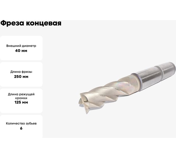 Фреза концевая удлиненная (40х125х250 мм; z=6; КМ4) Sekira 00000024883