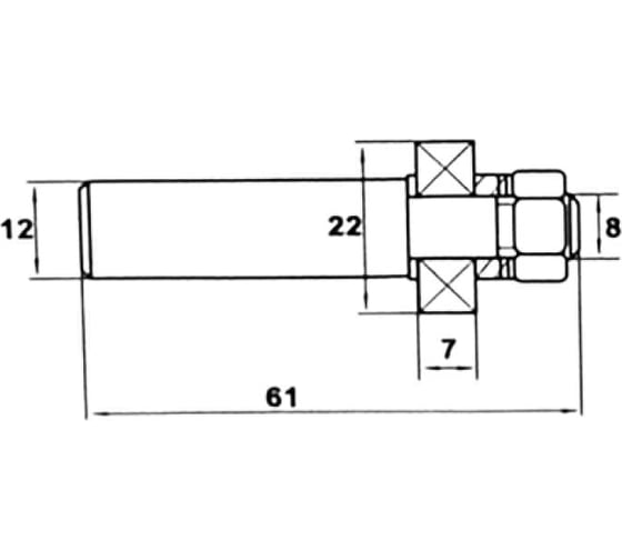 Державка для сменных дисков (крепление гайкой) L=61 мм, l1=26 мм, S=12 мм PROCUT 707251P