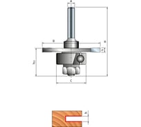 Фреза пазовая трехлучевая с подшипником (50.8х3 мм; хвостовик 6 мм) FREUD PRO 63-11406