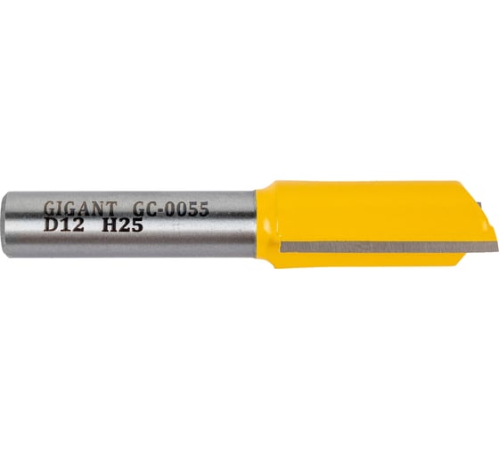Фреза пазовая прямая D12 мм, H25 мм, хвостовик 8 мм Gigant GC-0055