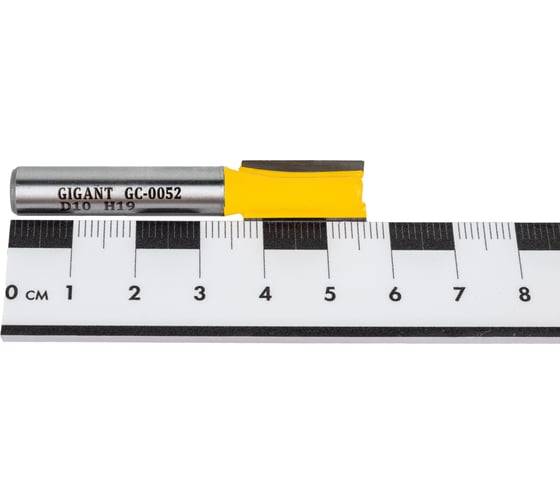 Фреза пазовая прямая D10 мм, H19 мм, хвостовик 8 мм Gigant GC-0052
