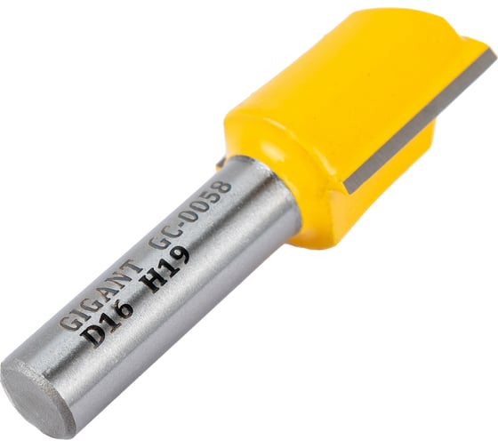 Фреза пазовая прямая D16 мм, H19 мм, хвостовик 8 мм Gigant GC-0058