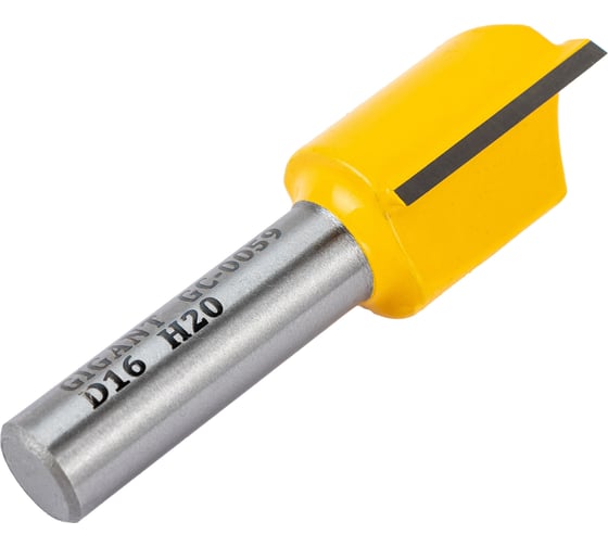 Фреза пазовая прямая D16 мм, H20 мм, хвостовик 8 мм Gigant GC-0059