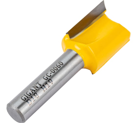 Фреза пазовая прямая D18 мм, H19 мм, хвостовик 8 мм Gigant GC-0060