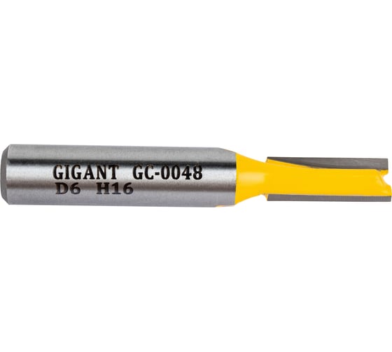 Фреза пазовая прямая D6 мм, H16 мм, хвостовик 8 мм Gigant GC-0048
