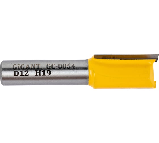 Фреза пазовая прямая D12 мм, H19 мм, хвостовик 8 мм Gigant GC-0054