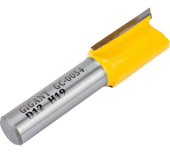 Фреза пазовая прямая D12 мм, H19 мм, хвостовик 8 мм Gigant GC-0054