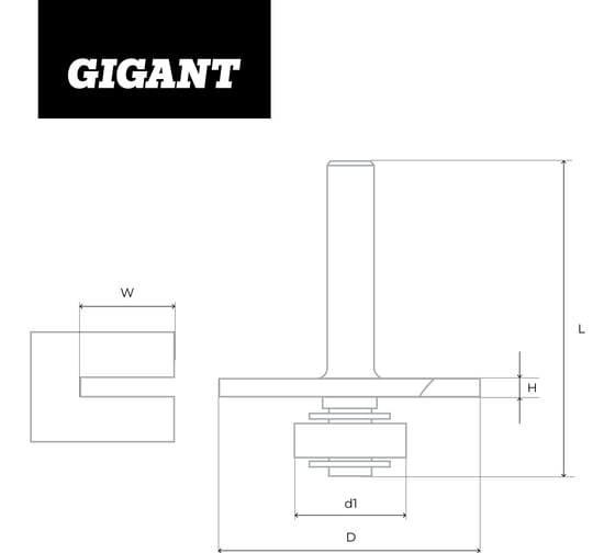 Фреза кромочная фальцевая D50.8 мм, H3 мм, хвостовик 8 мм Gigant GC-0027
