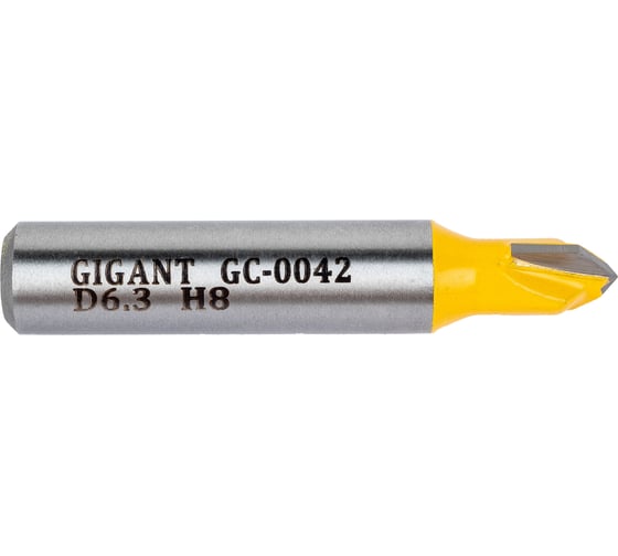 Фреза пазовая гальтельная V-образная D6.3 мм, ?90, хвостовик 8 мм Gigant GC-0042
