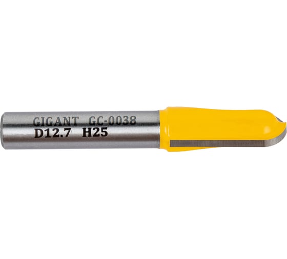 Фреза пазовая галтельная D12.7 мм, H25 мм R6.35 мм, хвостовик 8 мм Gigant GC-0038